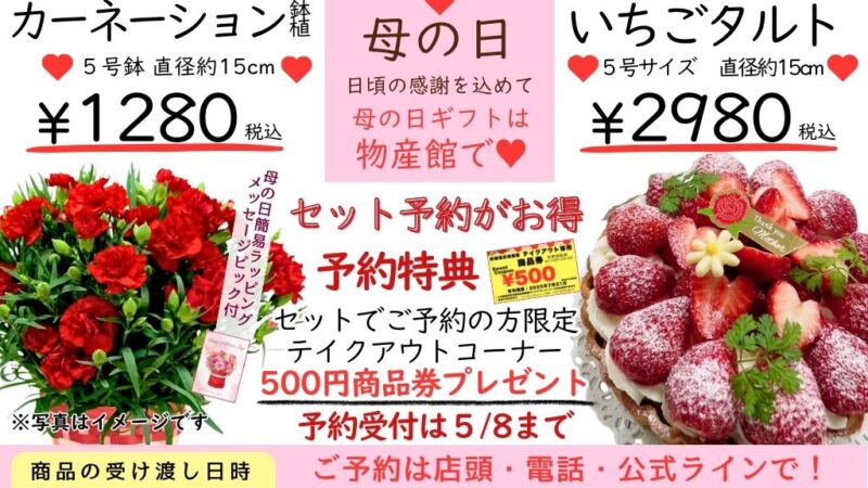 母の日「いちごタルト」「カーネーション」予約受付中！